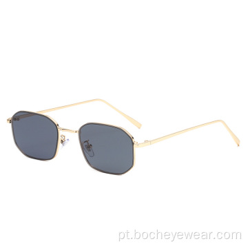 Novos óculos de sol de armação pequena de polígono da moda, óculos de sol de metal da tendência europeia e americana, óculos de sol de estilo de rua s21039